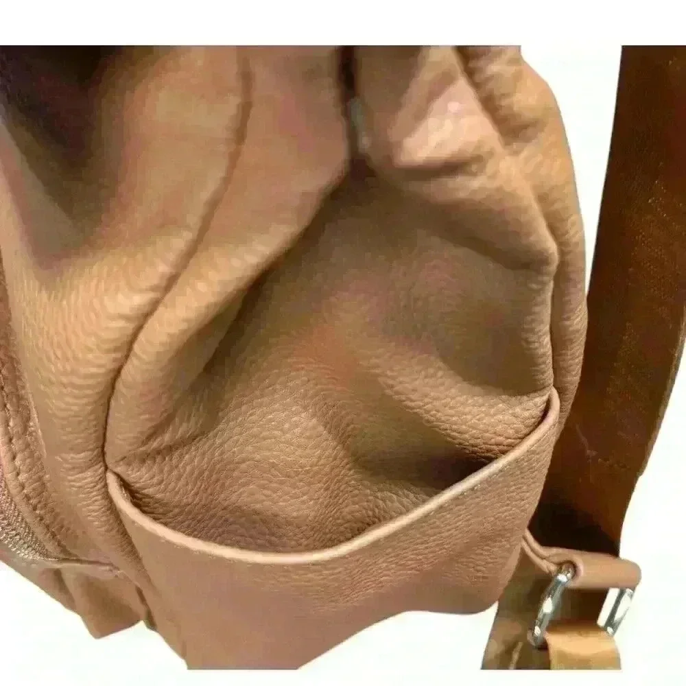 Park and Faith Cognac Pebble Faux Leather Finish Mini  Backpack